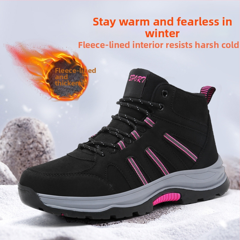 Zimné nové fleecové podšité vysoké ležérne snehové topánky pre páry, outdoorové turistické topánky, protišmykové, väčšie veľkosti