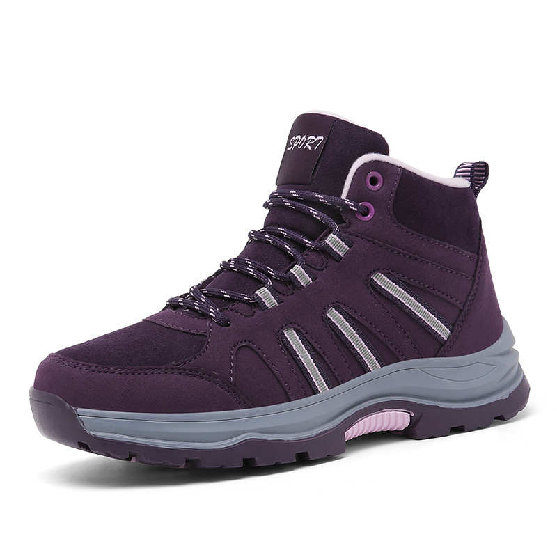 Cizme de zăpadă casual cu căptușeală din fleece, îngroșate, de top înalt, pentru cupluri, drumeții în aer liber, antiderapante, mărime plus