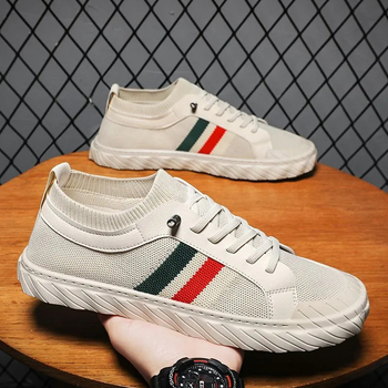 Νέα ανδρικά παπούτσια με αναπνεύσιμο πλέγμα και πλεκτό ύφασμα για το καλοκαίρι του 2025, ανδρικά ευέλικτα, αντιολισθητικά, αθλητικά, χαλαρά παπούτσια