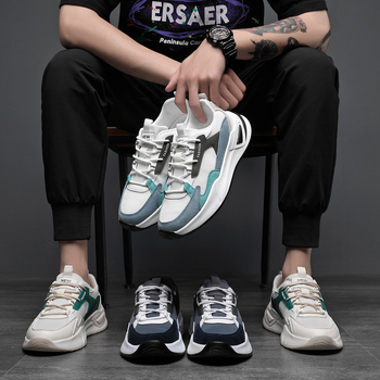 Нови модни мъжки ежедневни обувки с цветни блокове 2024, пролет и есен, дебело дъно, спортни мъжки обувки в стил Хонконг, модерни мъжки обувки Torre