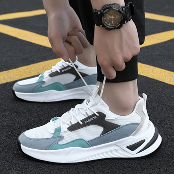 Нови модни мъжки ежедневни обувки с цветни блокове 2024, пролет и есен, дебело дъно, спортни мъжки обувки в стил Хонконг, модерни мъжки обувки Torre