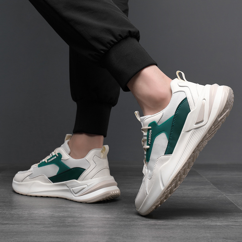 Нови модни мъжки ежедневни обувки с цветни блокове 2024, пролет и есен, дебело дъно, спортни мъжки обувки в стил Хонконг, модерни мъжки обувки Torre