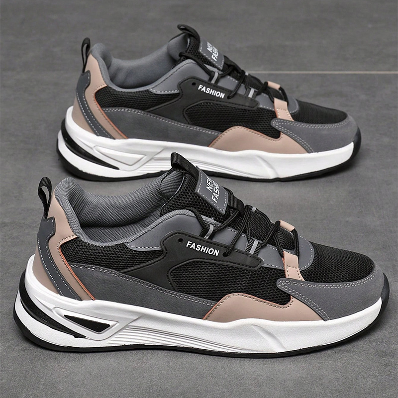 Нови модни мъжки ежедневни обувки с цветни блокове 2024, пролет и есен, дебело дъно, спортни мъжки обувки в стил Хонконг, модерни мъжки обувки Torre