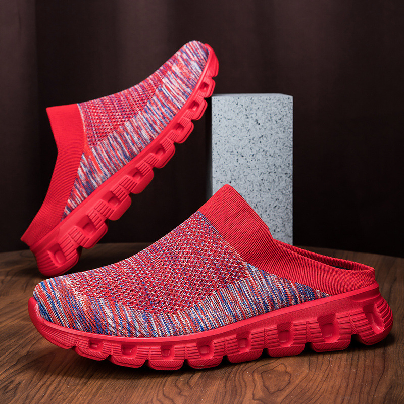 Pantofi sport casual respirabili, stiluri de primăvară și vară, plus mărime, pentru iubitorii de primăvară și vară, zburători, țesături, fără slip, leneși, șosete, pantofi din plasă