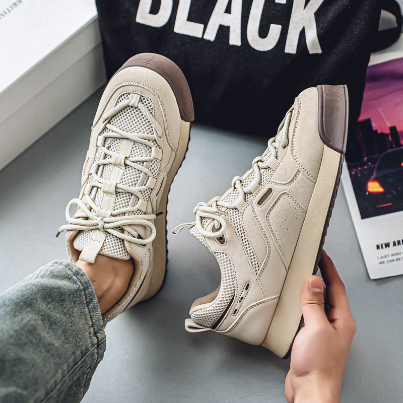 Pantofi sport Forrest Gump Mesh pentru primăvara anului 2025, pantofi sport casual pentru bărbați, cu toc scăzut, albi, la modă