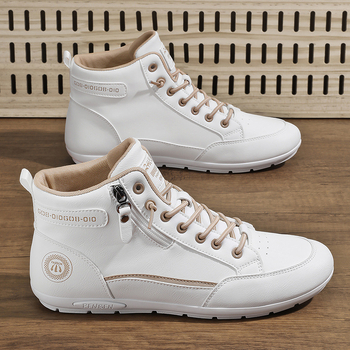 Pantofi sport pentru bărbați 2024, toamna, la modă, sport, adidași, slip-on, pantofi casual din piele pentru bărbați, impermeabili, antiderapanți, cu fund moale, albi