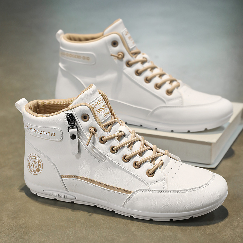 Pantofi sport pentru bărbați 2024, toamna, la modă, sport, adidași, slip-on, pantofi casual din piele pentru bărbați, impermeabili, antiderapanți, cu fund moale, albi