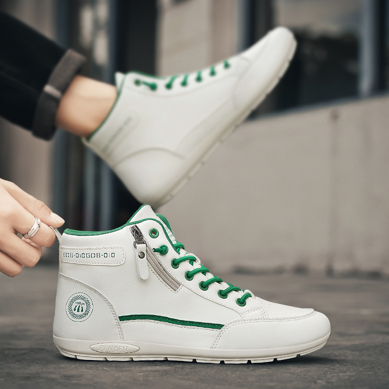 Pantofi sport pentru bărbați 2024, toamna, la modă, sport, adidași, slip-on, pantofi casual din piele pentru bărbați, impermeabili, antiderapanți, cu fund moale, albi