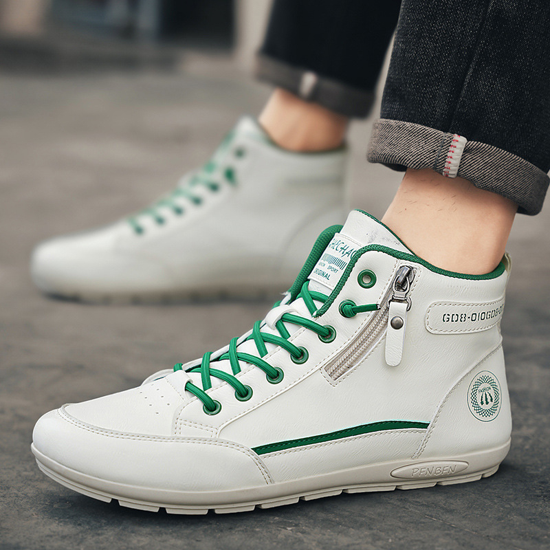 Pantofi sport pentru bărbați 2024, toamna, la modă, sport, adidași, slip-on, pantofi casual din piele pentru bărbați, impermeabili, antiderapanți, cu fund moale, albi