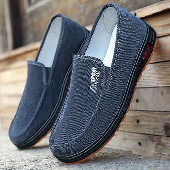 Pantofi pentru bărbați, stil nou, vechi, Beijing, din pânză, cu dungi, pantofi pentru bărbați, talpă plată, alunecare, deschidere joasă, respirabil, pantofi pentru tata de vârstă mijlocie