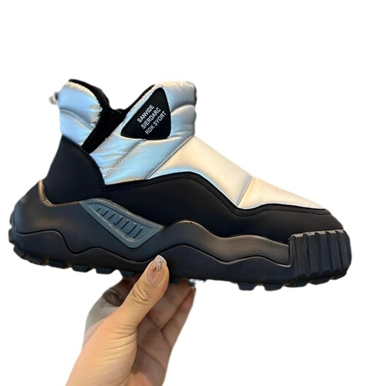 Мъжки зимни снежни ботуши, подплатени с полар, удебелени топли памучни обувки с кожена подплата, водоустойчиви, памучни ботуши от една част