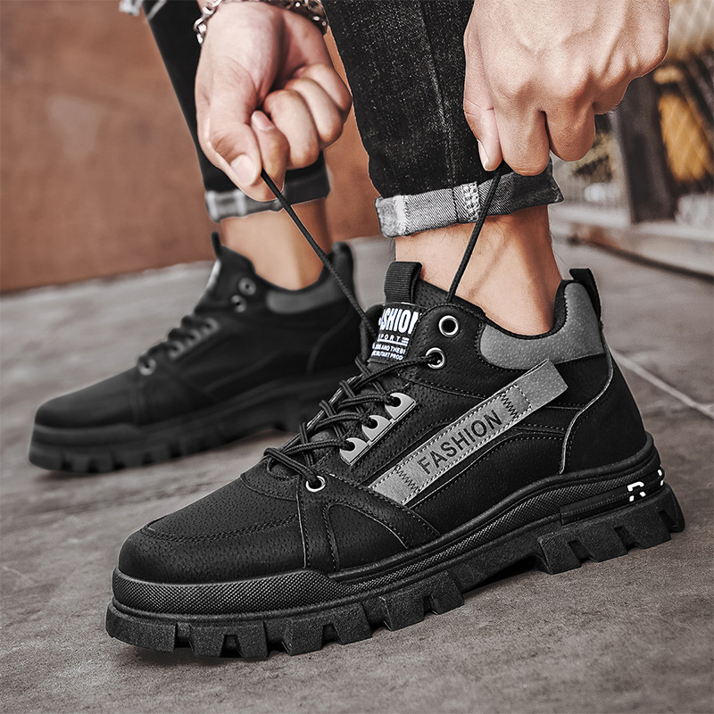 Pantofi sport pentru bărbați, toamna și iarna, stil retro, din piele, cu talpă groasă, cu lace-up, stil exterior, pentru comerț exterior