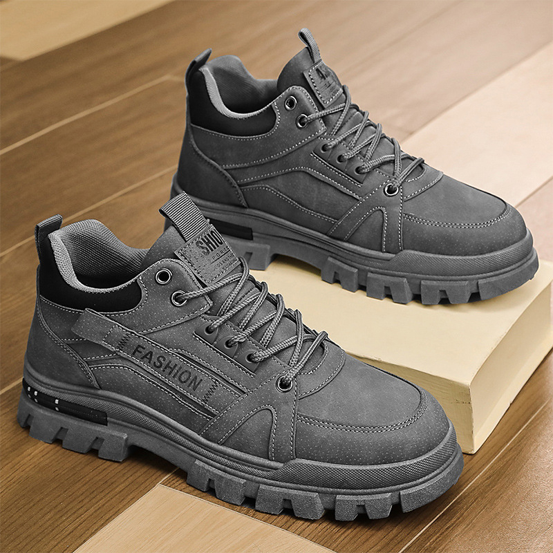 Pantofi sport pentru bărbați, toamna și iarna, stil retro, din piele, cu talpă groasă, cu lace-up, stil exterior, pentru comerț exterior