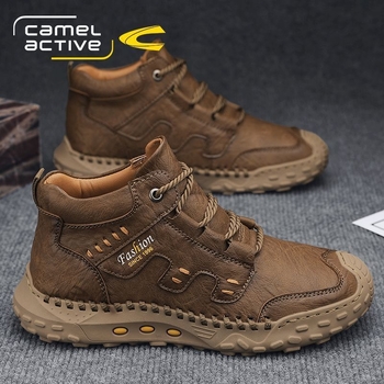 Γερμανικά camel dynamic ανδρικά παπούτσια 2023 νέα ψηλοτάκουνα δερμάτινα casual παπούτσια φθινοπώρου και χειμώνα με επένδυση fleece, ζεστές πλατφόρμες Martin μπότες