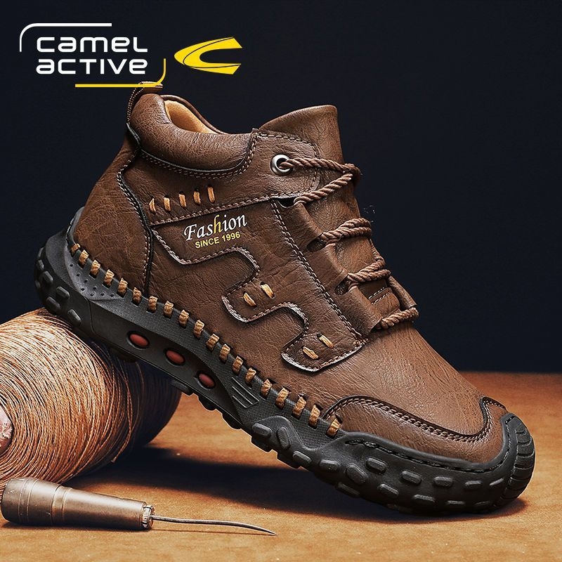 Nemecké pánske topánky Camel Dynamic 2023, nové vysoké kožené ležérne topánky na jeseň a zimu s flísovou podšívkou, teplé martinské čižmy na platforme