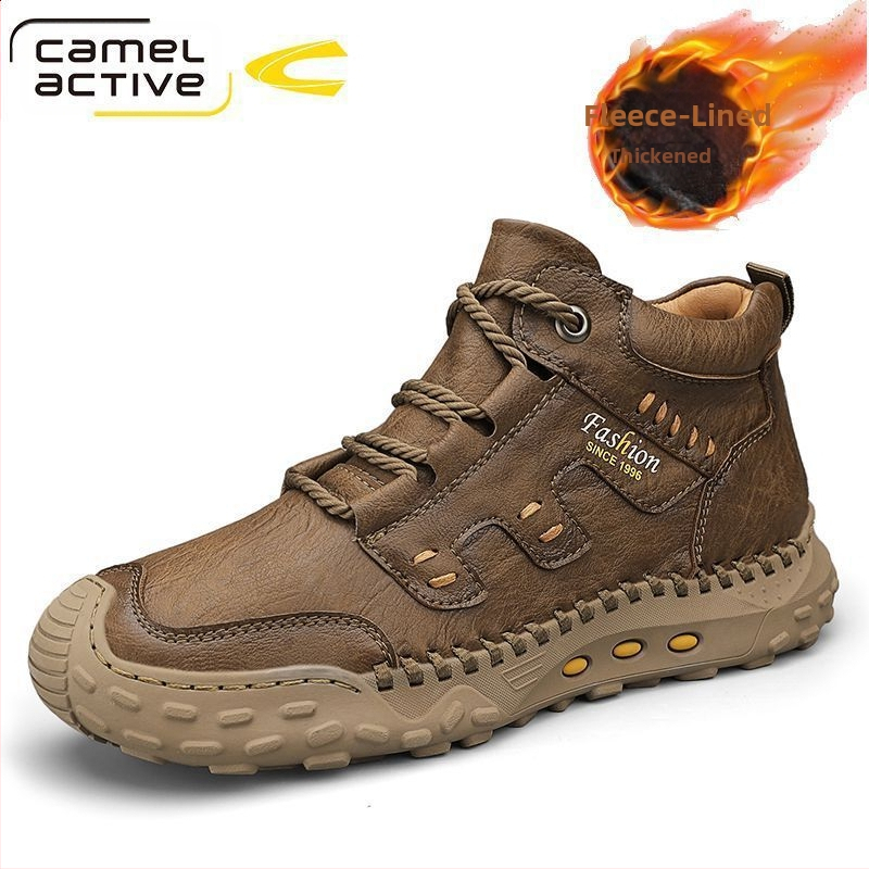 Nemecké pánske topánky Camel Dynamic 2023, nové vysoké kožené ležérne topánky na jeseň a zimu s flísovou podšívkou, teplé martinské čižmy na platforme