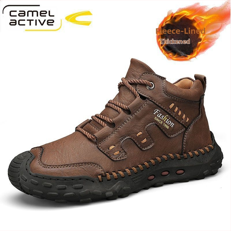 Nemecké pánske topánky Camel Dynamic 2023, nové vysoké kožené ležérne topánky na jeseň a zimu s flísovou podšívkou, teplé martinské čižmy na platforme