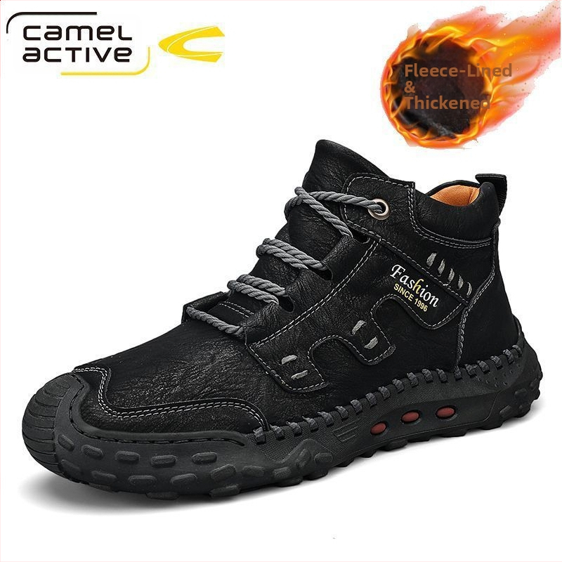 Nemecké pánske topánky Camel Dynamic 2023, nové vysoké kožené ležérne topánky na jeseň a zimu s flísovou podšívkou, teplé martinské čižmy na platforme