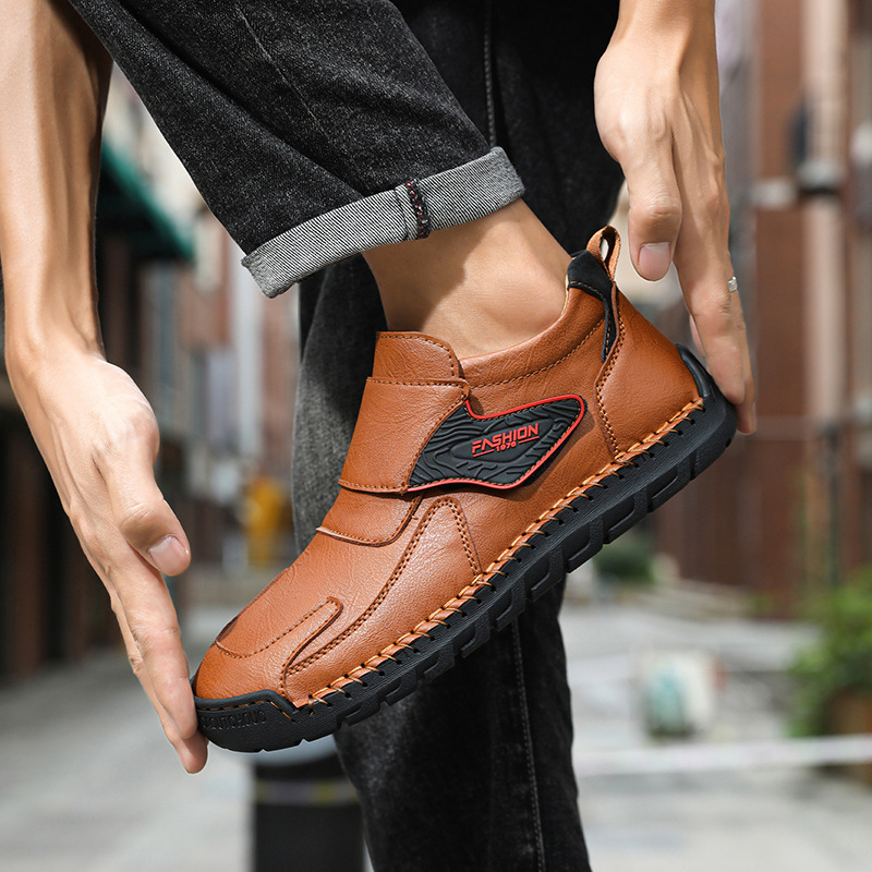 Pantofi de toamnă 2024 cusute manual pentru bărbați, pantofi transfrontalieri plus size cu talpă groasă, pantofi de conducere leneși cu o singură pedală pentru bărbați
