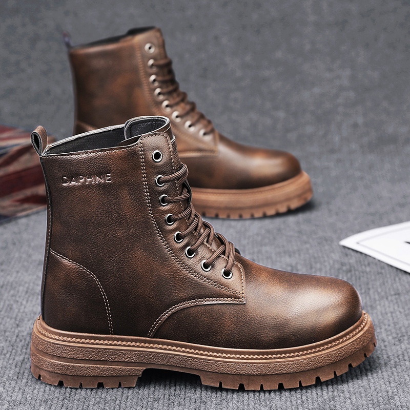 Jesenné pánske topánky Martin Boots z britského štýlu, vysoké členkové čižmy v ležérnom štýle National Tide v hongkonskom štýle, moderné motocyklové topánky