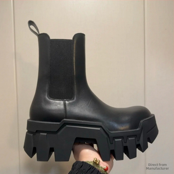 Pariisi uued buldooseri kõrged Chelsea saapad paksu tallaga, suurendatud nahast tipptasemel Briti stiilis paksu tallaga Ma Jinjin