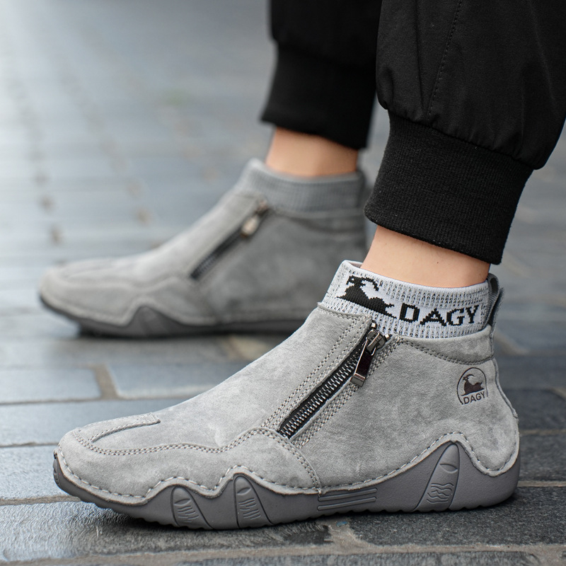 DAGY cezhraničné populárne retro Martin čižmy pánske pravé kožené pánske topánky pre väčšie veľkosti, nezávislý stojan, vysoký top, odolný voči opotrebovaniu, vonkajší prestávka