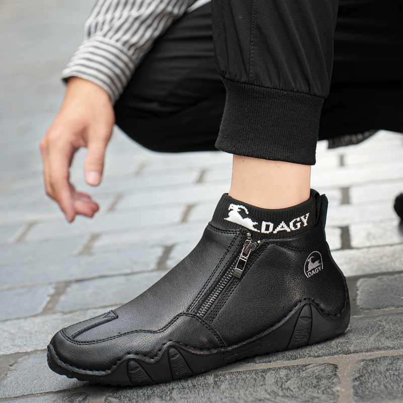 DAGY cezhraničné populárne retro Martin čižmy pánske pravé kožené pánske topánky pre väčšie veľkosti, nezávislý stojan, vysoký top, odolný voči opotrebovaniu, vonkajší prestávka