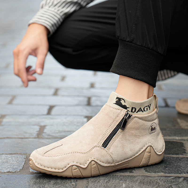 DAGY cezhraničné populárne retro Martin čižmy pánske pravé kožené pánske topánky pre väčšie veľkosti, nezávislý stojan, vysoký top, odolný voči opotrebovaniu, vonkajší prestávka