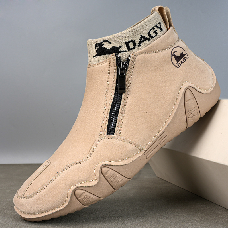 DAGY cezhraničné populárne retro Martin čižmy pánske pravé kožené pánske topánky pre väčšie veľkosti, nezávislý stojan, vysoký top, odolný voči opotrebovaniu, vonkajší prestávka