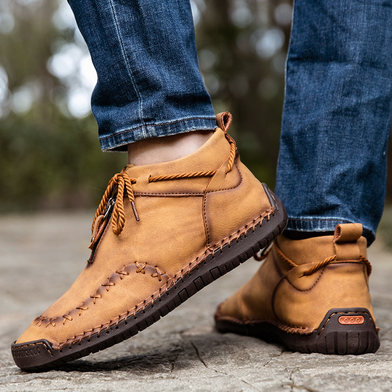 Pantofi sport pentru bărbați transfrontalieri, mărimi mari, 2022, primăvara și toamna, noi, pentru alpinism în aer liber, cu șireturi joase, pantofi casual, cizme din piele, scule de cusut