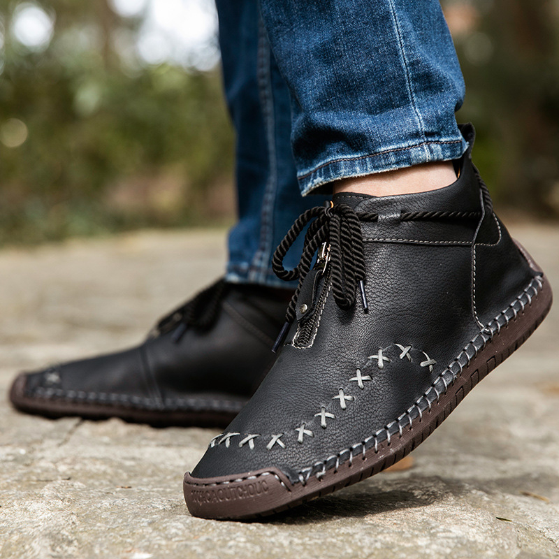 Pantofi sport pentru bărbați transfrontalieri, mărimi mari, 2022, primăvara și toamna, noi, pentru alpinism în aer liber, cu șireturi joase, pantofi casual, cizme din piele, scule de cusut