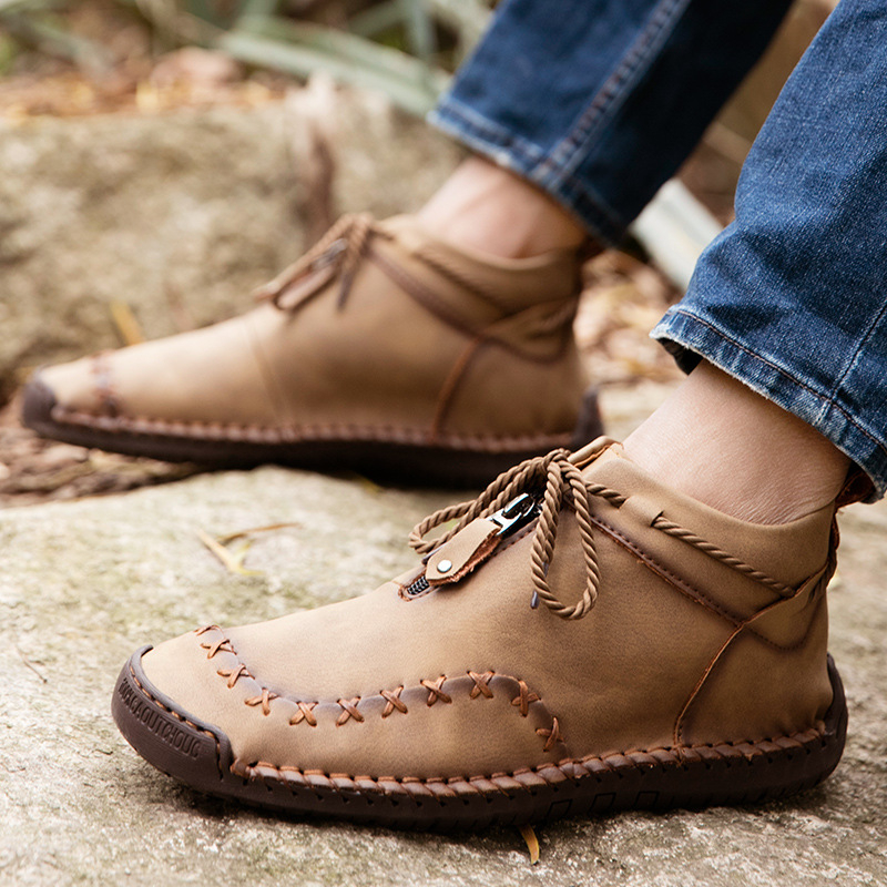 Pantofi sport pentru bărbați transfrontalieri, mărimi mari, 2022, primăvara și toamna, noi, pentru alpinism în aer liber, cu șireturi joase, pantofi casual, cizme din piele, scule de cusut