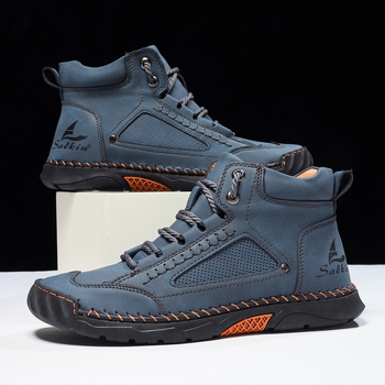 Σε απόθεμα, Νέες φθινοπωρινές και χειμερινές μπότες Martin με ψηλό τακούνι για άνδρες, Δερμάτινες μπότες μεγάλου μεγέθους για διασυνοριακές αγορές, Δημοφιλείς ανδρικές μπότες εξωτερικού εμπορίου, ραμμένες στο χέρι