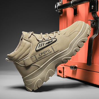 Pantofi de siguranță pentru bărbați, model Joker, toamnă, noi, în aer liber, pentru călătorii, groși, din piele, cu șireturi înalte, la modă