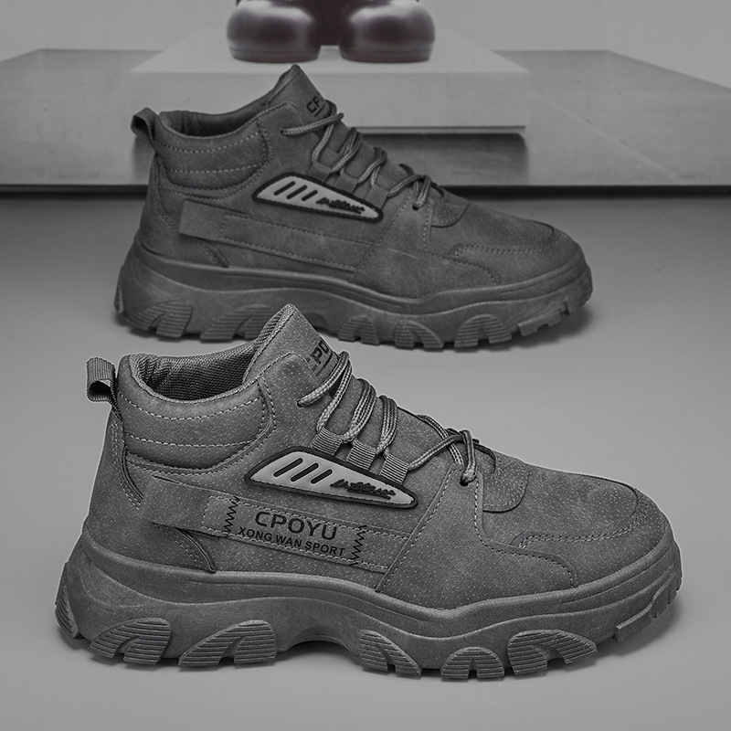 Pantofi de siguranță pentru bărbați, model Joker, toamnă, noi, în aer liber, pentru călătorii, groși, din piele, cu șireturi înalte, la modă