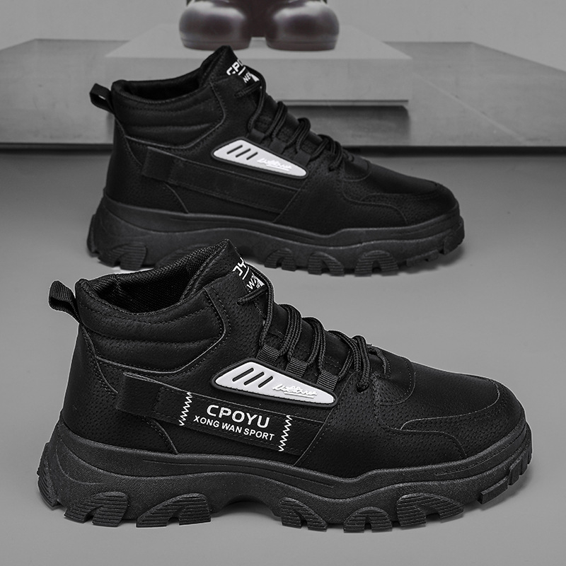 Pantofi de siguranță pentru bărbați, model Joker, toamnă, noi, în aer liber, pentru călătorii, groși, din piele, cu șireturi înalte, la modă