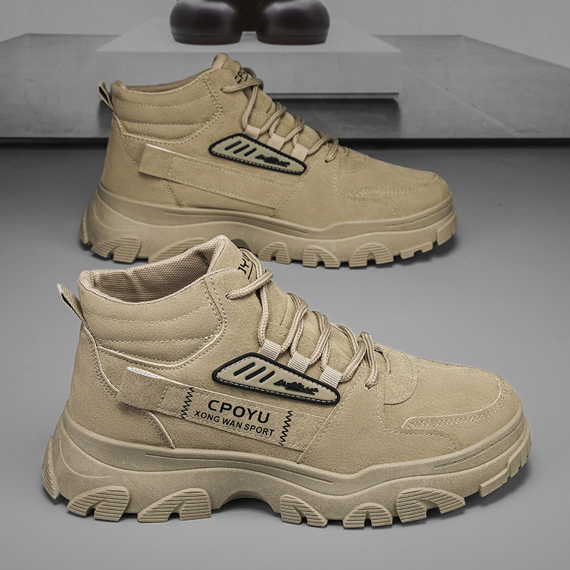 Pantofi de siguranță pentru bărbați, model Joker, toamnă, noi, în aer liber, pentru călătorii, groși, din piele, cu șireturi înalte, la modă