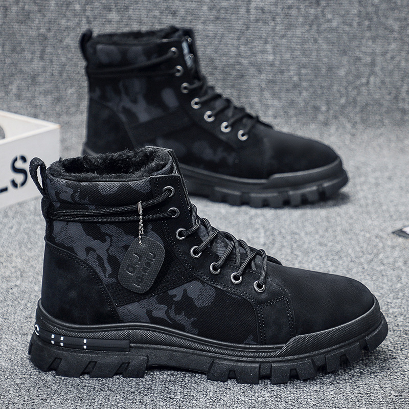 Prekogranične čizme za snijeg Muške cipele Zimske sjeveroistočne velike pamučne cipele Vanjske kožne pamučne čizme s flis podstavom Debele tople Martin čizme Generation