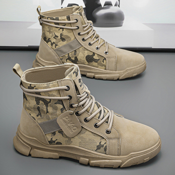 A8C Martin Boots vyriški pavasario ir rudens kamufliažiniai aukštakulniai alpinizmo batai, vidutinio aukščio, drobiniai, kvėpuojantys darbo batai