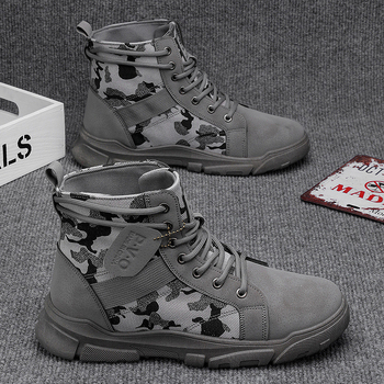 A8C Martin Boots vyriški pavasario ir rudens kamufliažiniai aukštakulniai alpinizmo batai, vidutinio aukščio, drobiniai, kvėpuojantys darbo batai