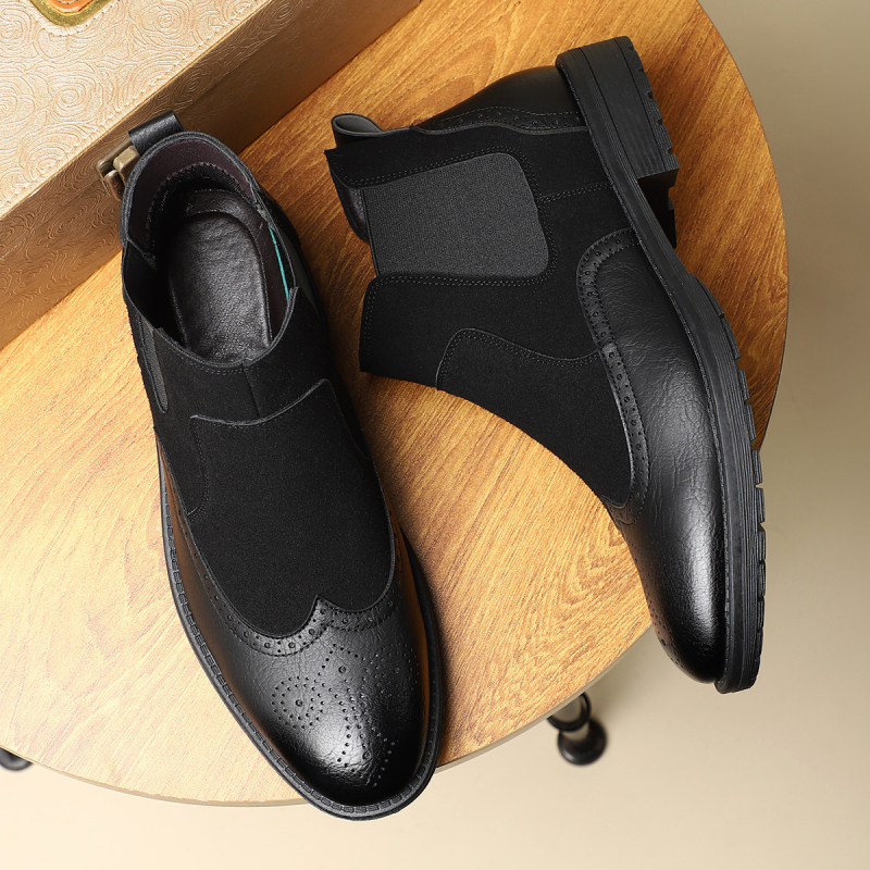 Vyriški smaili aulinukai su gobtuvu, nauji, madingi, retro stiliaus, odiniai, dalykiniai, laisvalaikio stiliaus, universalūs, „Chelsea“ stiliaus aulinukai.