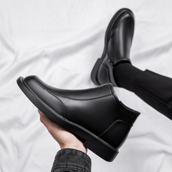 Cizme Martin noi, cizme înalte pentru bărbați, stil coreean, cizme scurte pentru bărbați, la modă, cu talpă moale, din bumbac, din piele, căptușite cu fleece, cizme Chelsea de afaceri