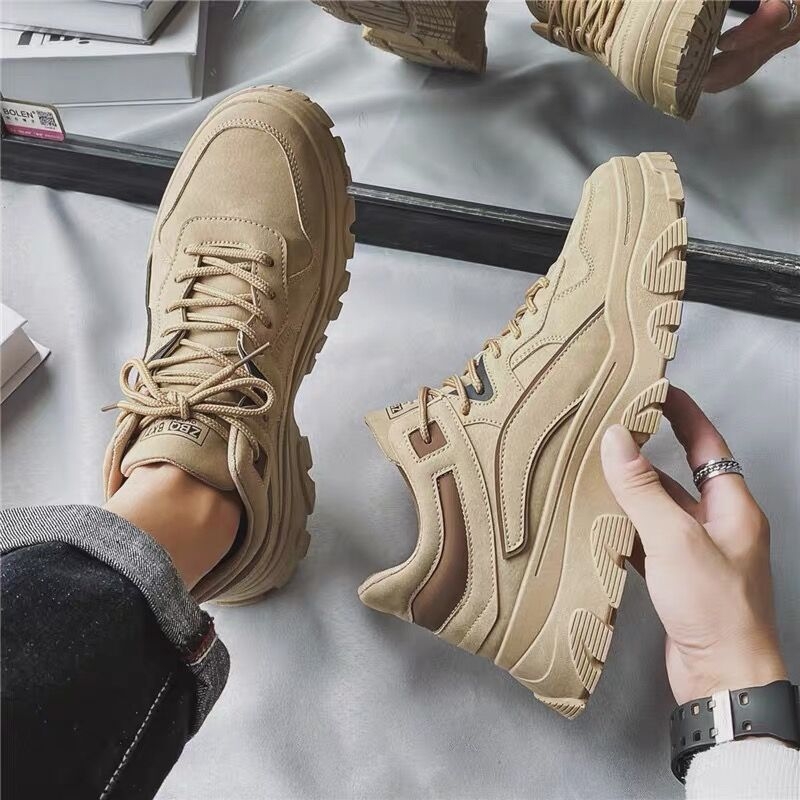 Ανδρικά παπούτσια άνοιξης Νέα αναπνεύσιμα παπούτσια προστασίας εργασίας ανδρικά μοντέρνα παπούτσια εργασίας με χοντρό πάτο, αντιολισθητικά, casual παπούτσια μόδας μπαμπά