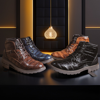 Ανδρικά μποτάκια Martin Boots, φθινοπωρινά δερμάτινα μποτάκια με φερμουάρ στο πλάι, ρετρό, casual, μπότες ερήμου, μπότες εργασίας για εξωτερικούς χώρους, Cross Border Amazon