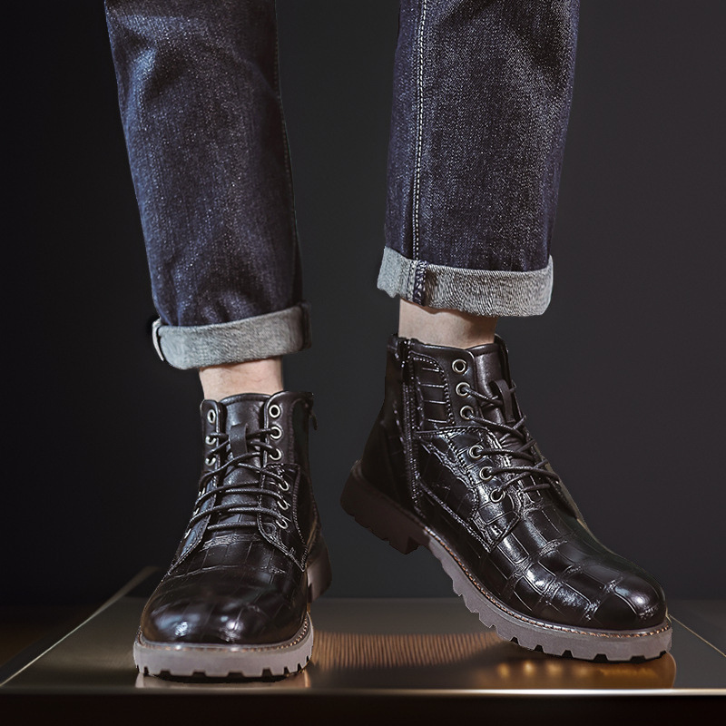 Martin Boots Pánske členkové čižmy Jesenné kožené čižmy s bočným zipsom Retro ležérne púštne čižmy Outdoorové pracovné čižmy Cross Border Amazon