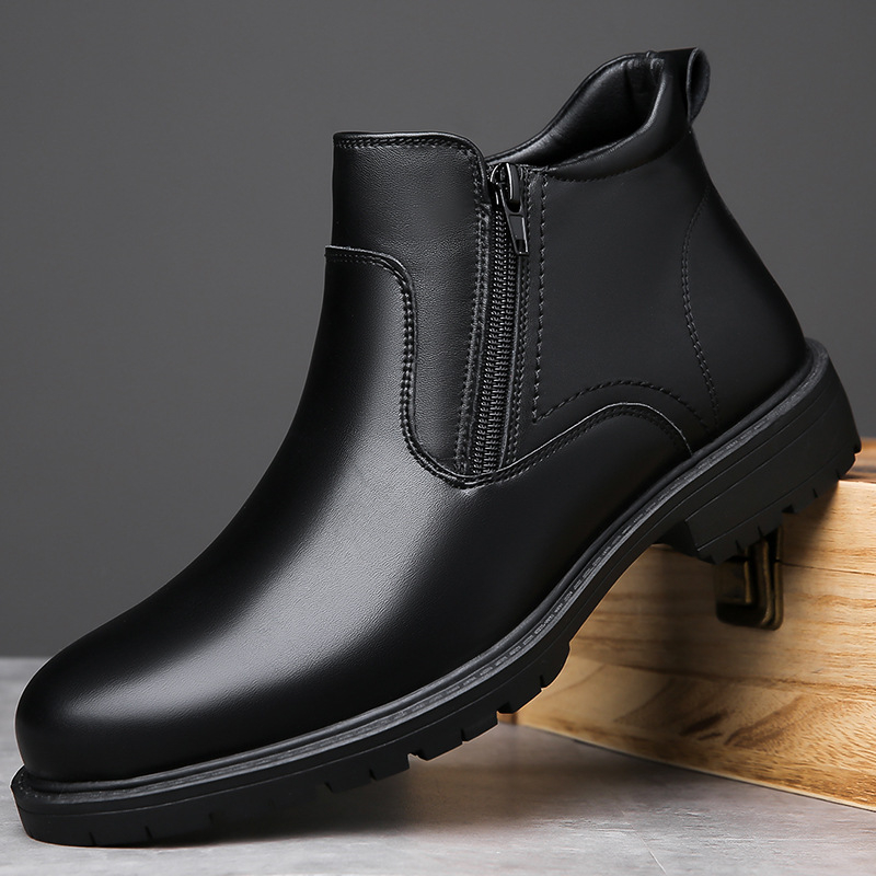 Ypač didelių dydžių vyriški rudens ir žiemos batai „Chelsea“ stiliaus, patogūs, šilti, laisvalaikio odiniai batai.