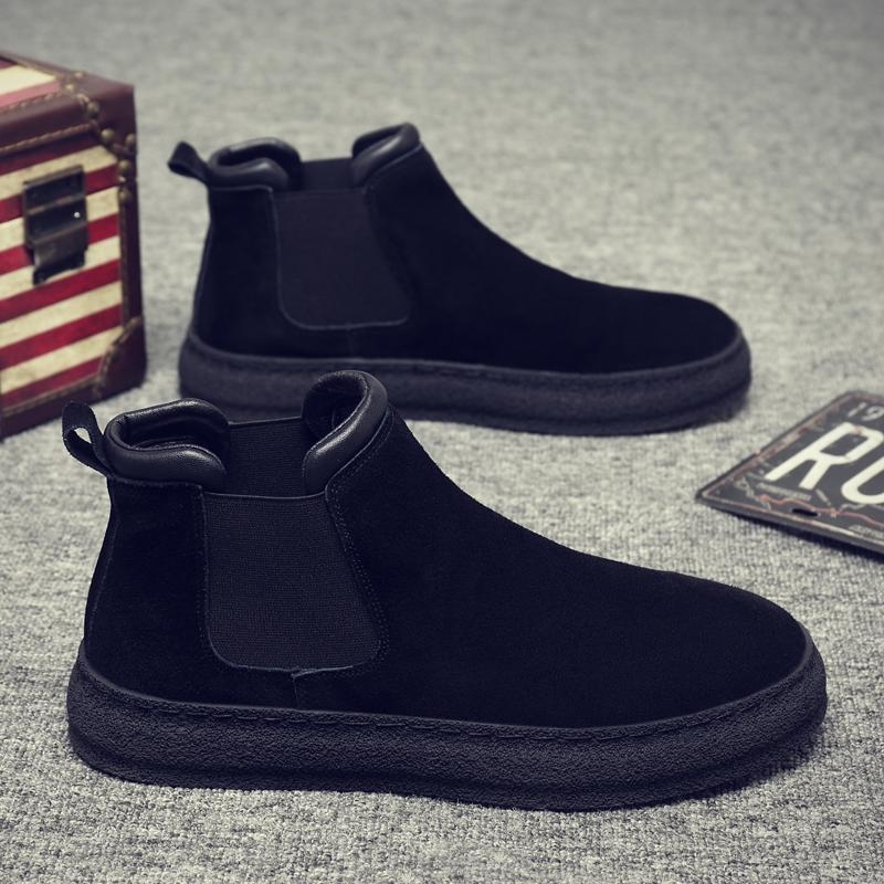 Pánske topánky Martin Boots z matnej kože, ležérne kožené topánky, pánske módne vysoké dymové čižmy, jesenné a zimné čižmy Chelsea, pánske kožené čižmy