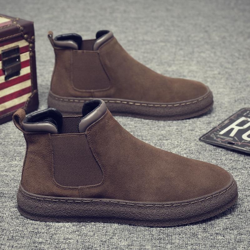 Pánske topánky Martin Boots z matnej kože, ležérne kožené topánky, pánske módne vysoké dymové čižmy, jesenné a zimné čižmy Chelsea, pánske kožené čižmy