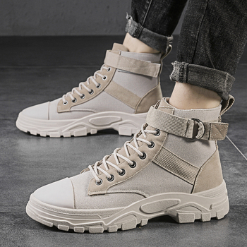 2025. aasta kevadised vabaaja meeste kingad, kõrge pealispinnaga lõuendist Martin-saapad, talvised Korea stiilis moekad õuetööriistadega saapad, meeste trendikad kingad