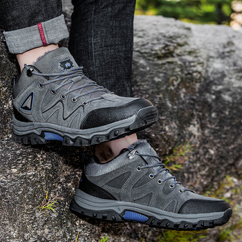 2023 Žiemos sportiniai lauko sniego batai su vilnos pamušalu, šilti medvilniniai batai, neperpučiami, suvarstomi, atsparūs dėvėjimuisi, lauko žygio batai, urmu